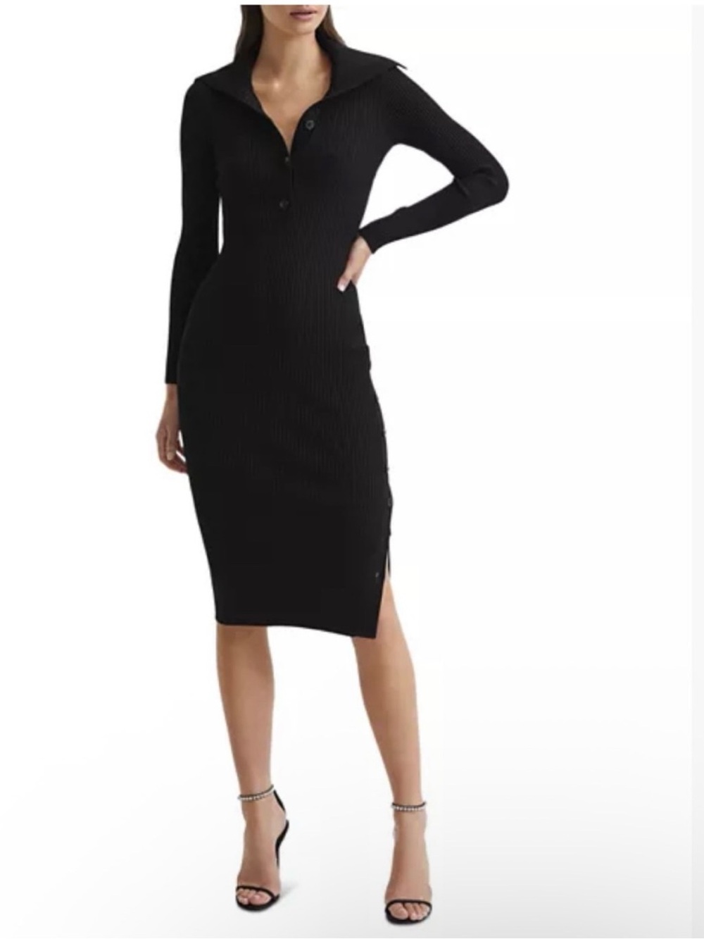 Reiss Maddison Rib Knit Midi Dress size XS